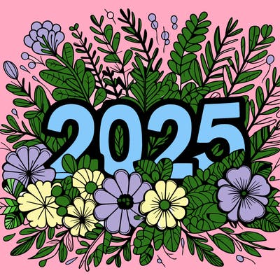 2025 floral big numbers
