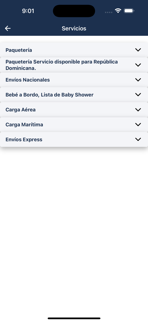 Liste der Versanddienste in der Envios RD App für die Dominikanische Republik