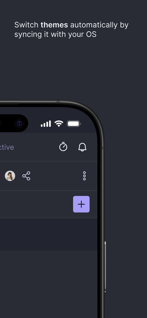 Productive.io agency software interface in dark mode showcasing the automatic theme synchronization feature