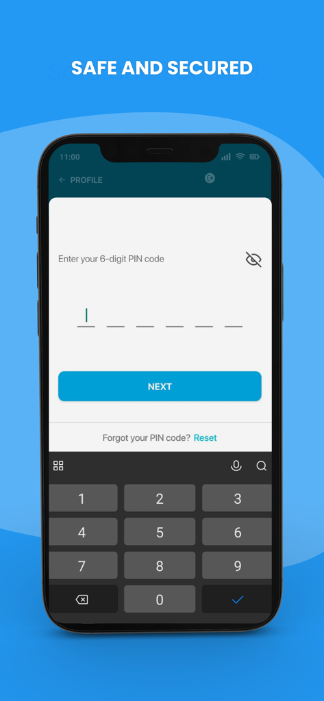 WOVO - WOVO app secure 6 digit PIN entry screen
