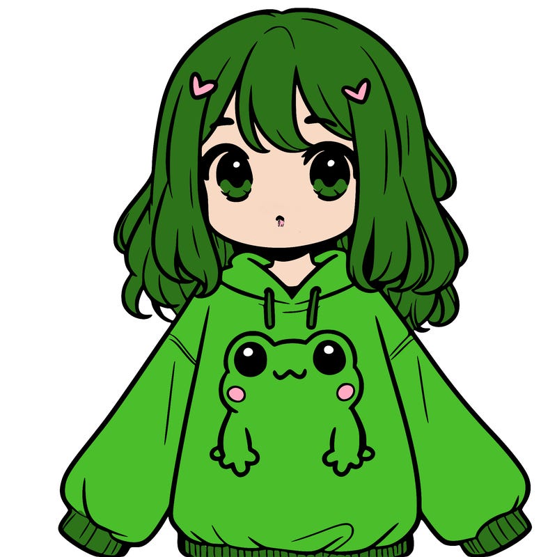 girl wearing frogging sweatshirt