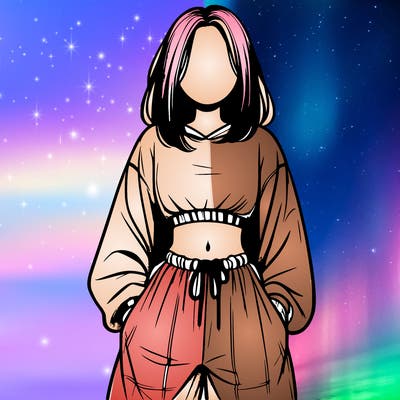 realistic girl faceless with baggy pants and a crop top