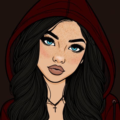 realistic beautiful girl with a hood on
