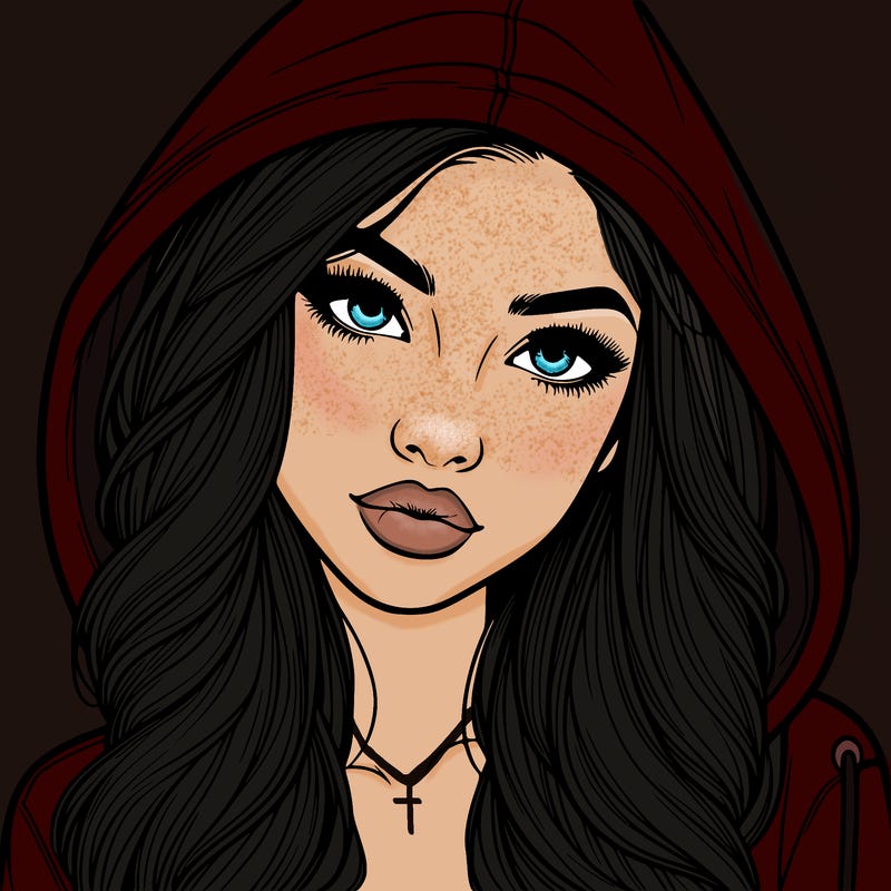 realistic beautiful girl with a hood on