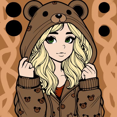 realistic girl in a animal pjs hoodie