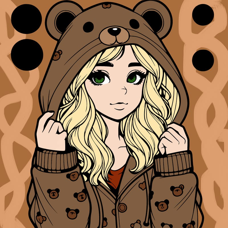 realistic girl in a animal pjs hoodie