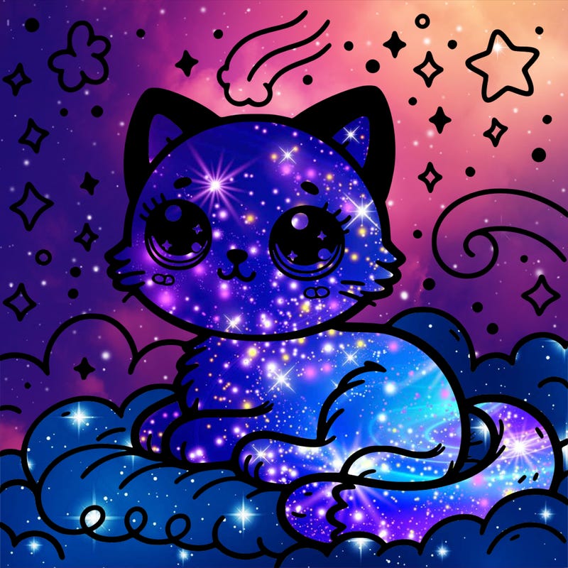 cute cat in galexy