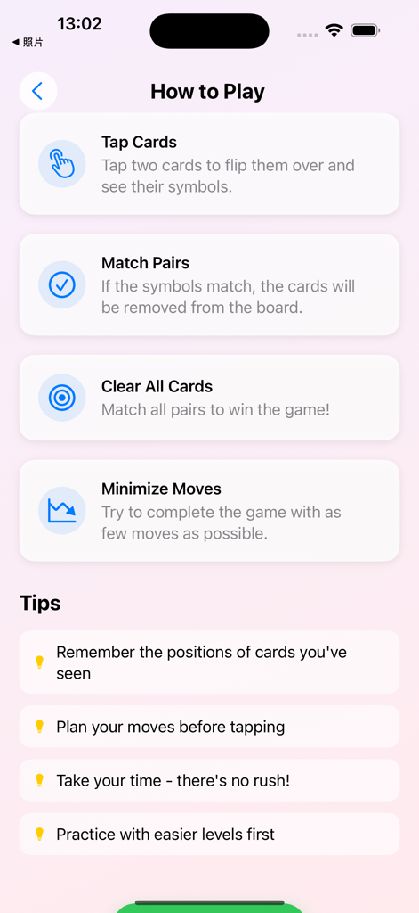 KelvynqLynthorAxis - Écran d'instruction du jeu de mémoire montrant les règles du jeu et des conseils d'entraînement cérébral.