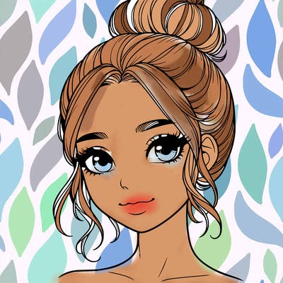 realistic pretty girl with hair in bun