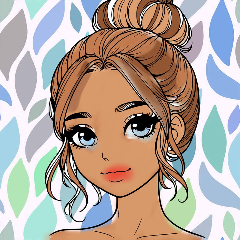 realistic pretty girl with hair in bun