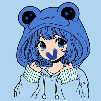 a cute teenage girl wearing a frog hoodie