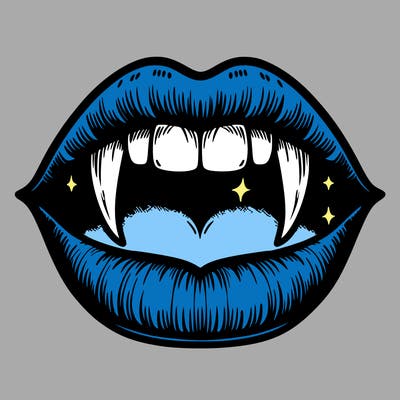 lips with vampire teeth