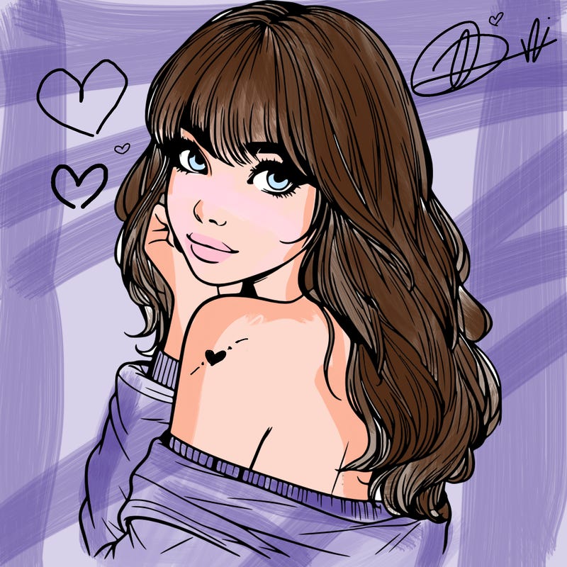 realistic girl with bangs looking over her shoulder