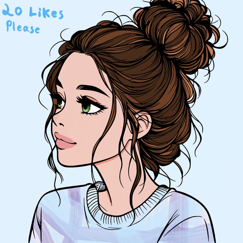 a realistic girl with a messy bun