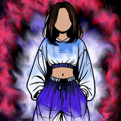 realistic girl faceless with baggy pants and a crop top