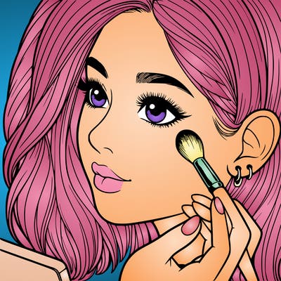 a realistic girl doing her makeup