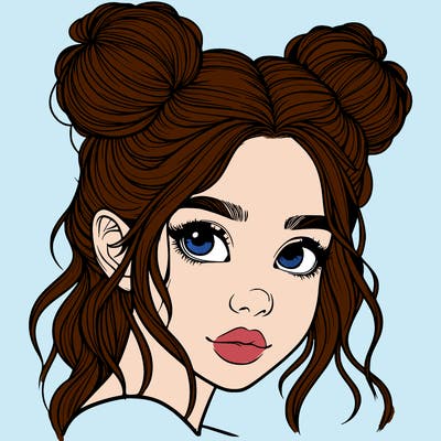 realistic girl with hair buns on her head