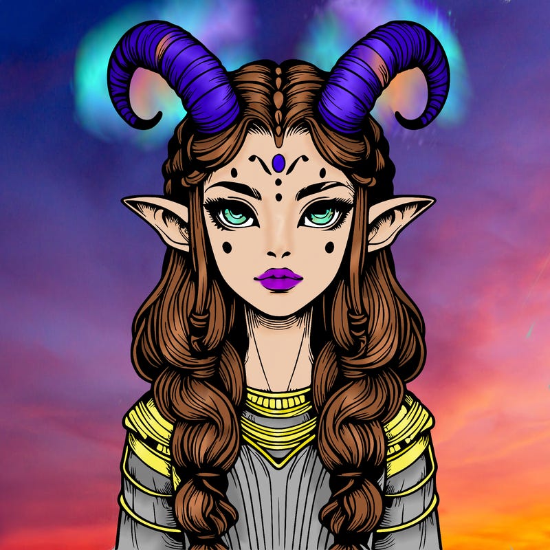 realistic alien girl with horns