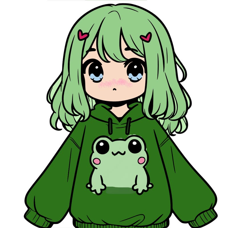 girl wearing frogging sweatshirt