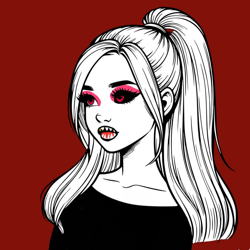 realistic girl with a high ponytail