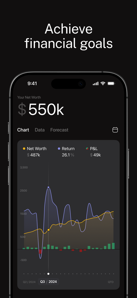 8FIGURES AI Investment Advisor - 8FIGURES app dashboard displaying net worth and investment performance charts