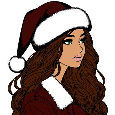 realistic girl in santa hat
