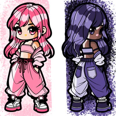 girl in crop top and baggy pants