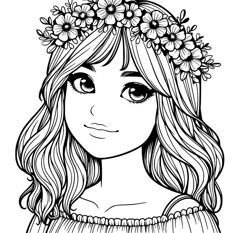 girl with flower crown realistic