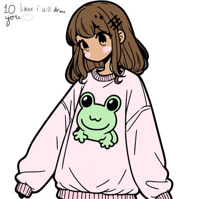 girl wearing frogging sweatshirt