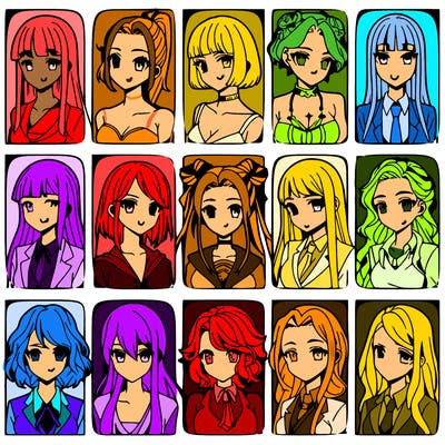 girls that look diffrent anime