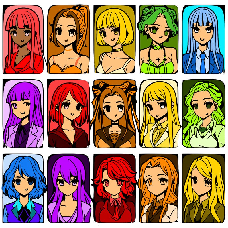 girls that look diffrent anime