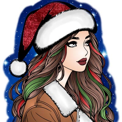 realistic girl in santa hat