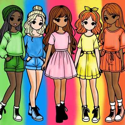 a group of five girls