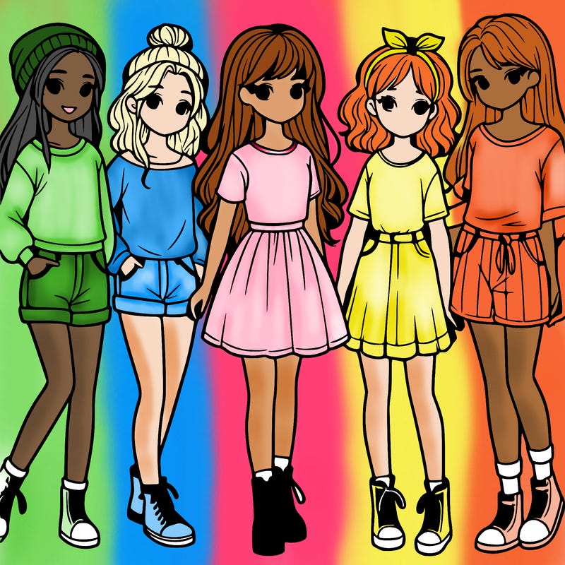 a group of five girls