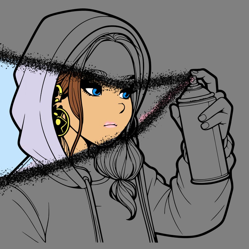 a realistic girl, spray painting