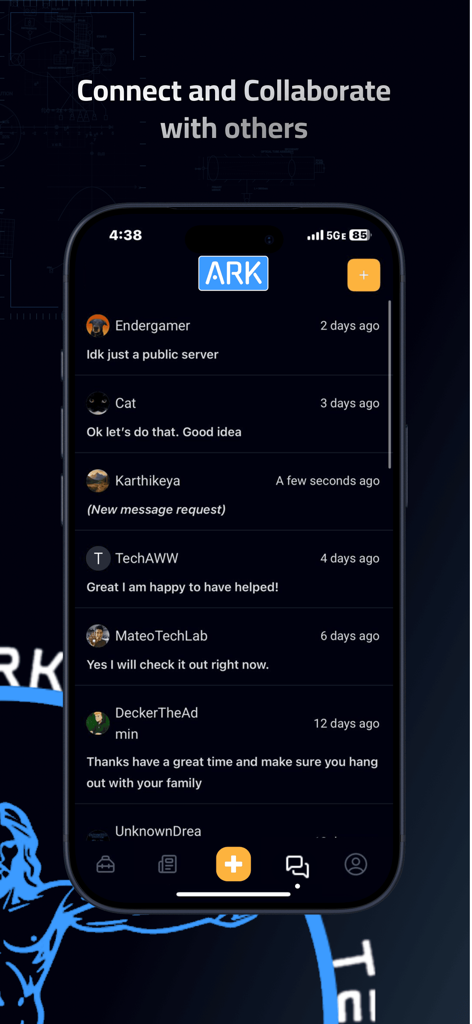 ARK - Community Hub for STEM - A mobile screenshot of the ARK STEM app showing a community chat interface for users to connect and collaborate.