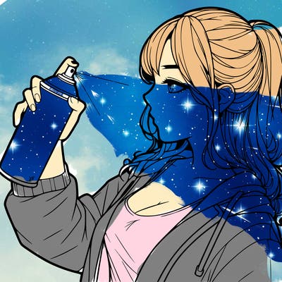 a realistic girl spray, painting