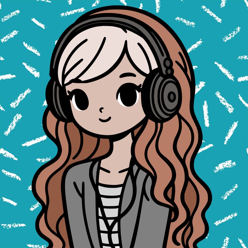 girl with medium wavy hair and headphones