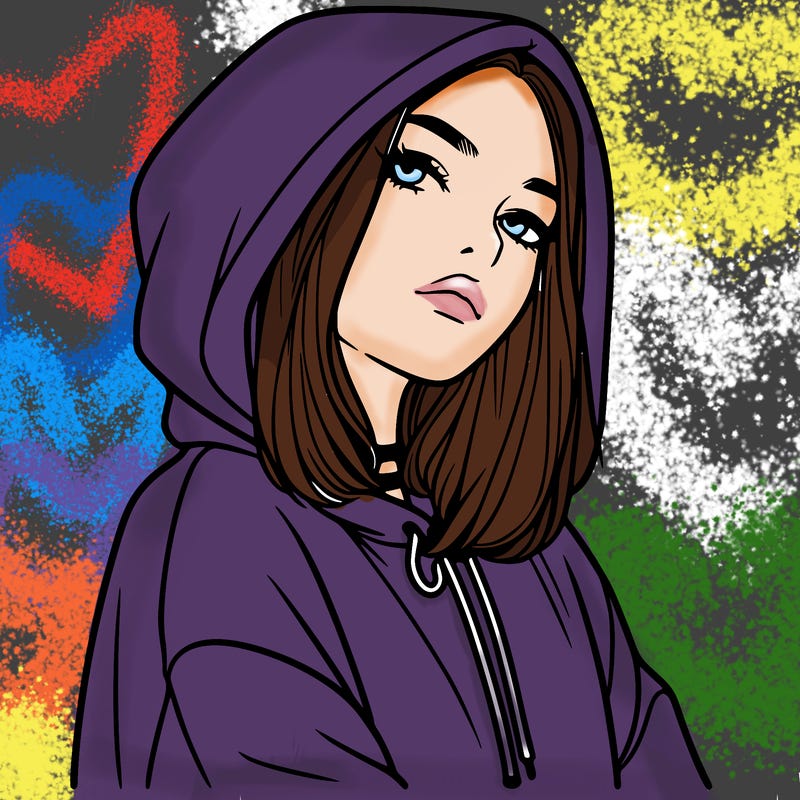 a realistic girl in a hoodie
