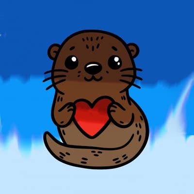 otter with a heart