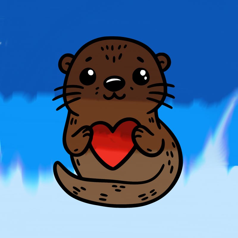 otter with a heart