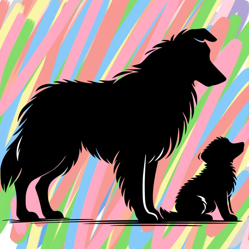 silhouette of a shepherd with his still and baby dog