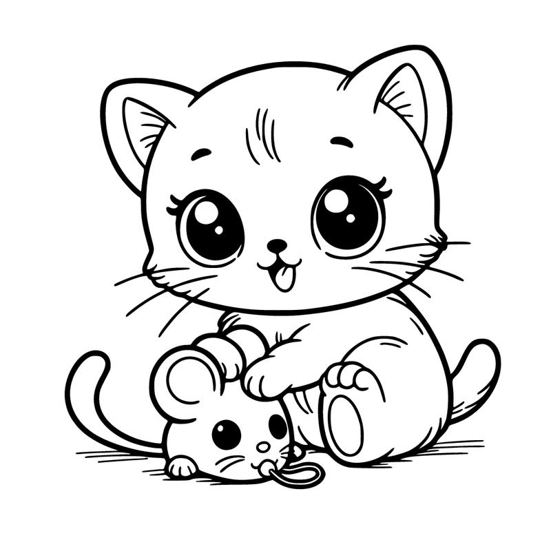 a kitten holding a toy mouse