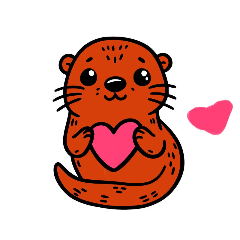 otter with a heart