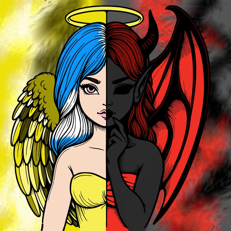 realistic angel half demon