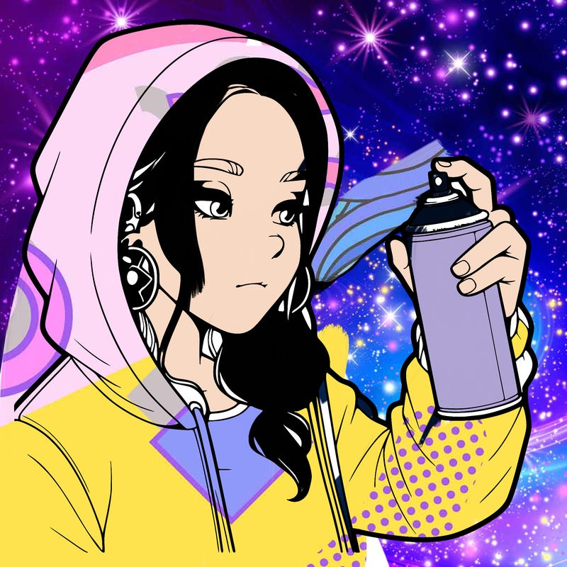 a realistic girl, spray painting