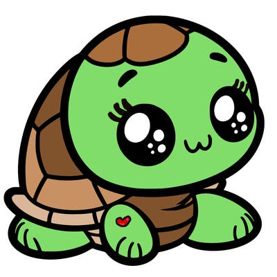 cute little animated turtle