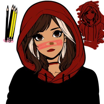 realistic girl with hoodie