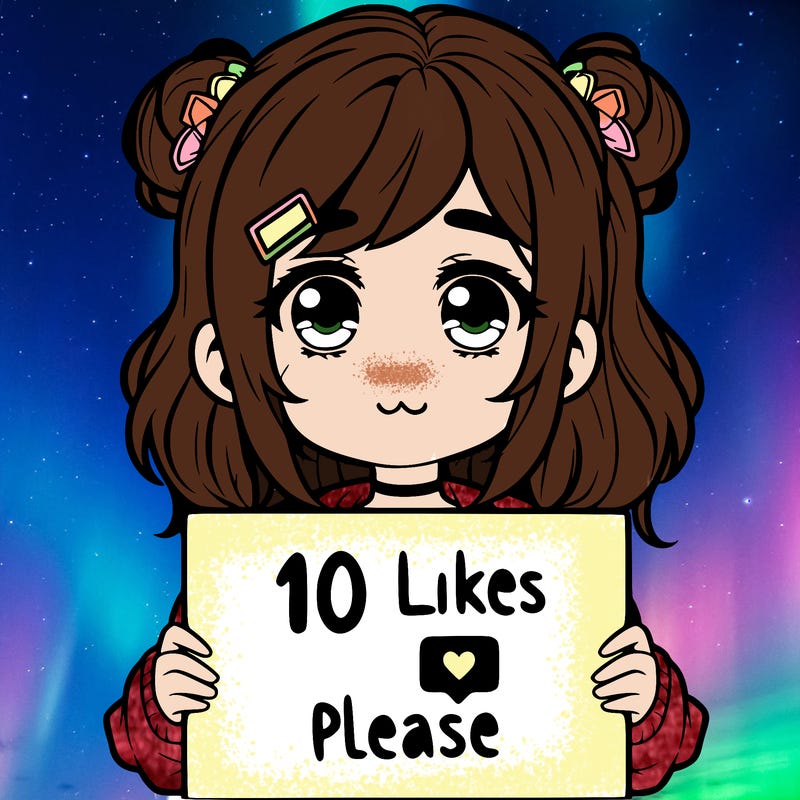 a girl with a sign saying 10 likes please
