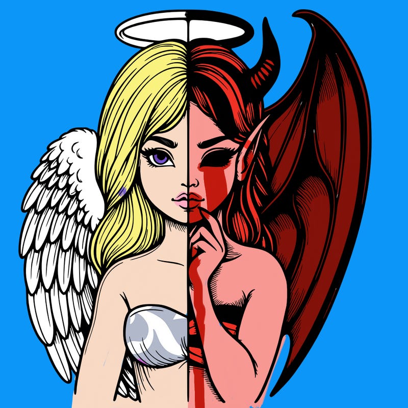 realistic angel half demon